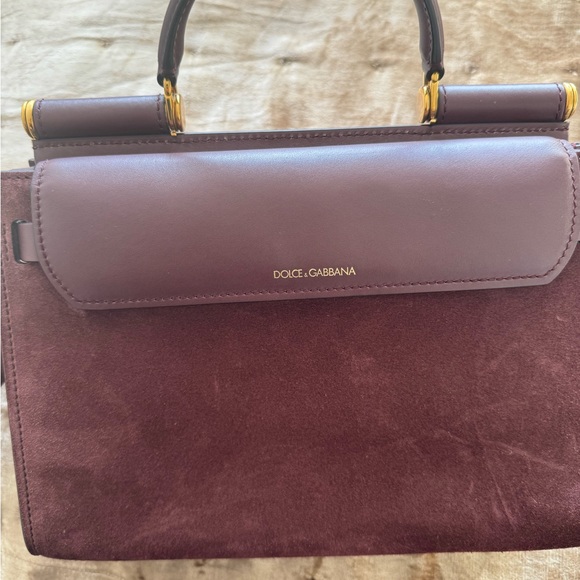 Dolce and Gabbana leather and suede bag with cross body strap and top handle. - Picture 8 of 8